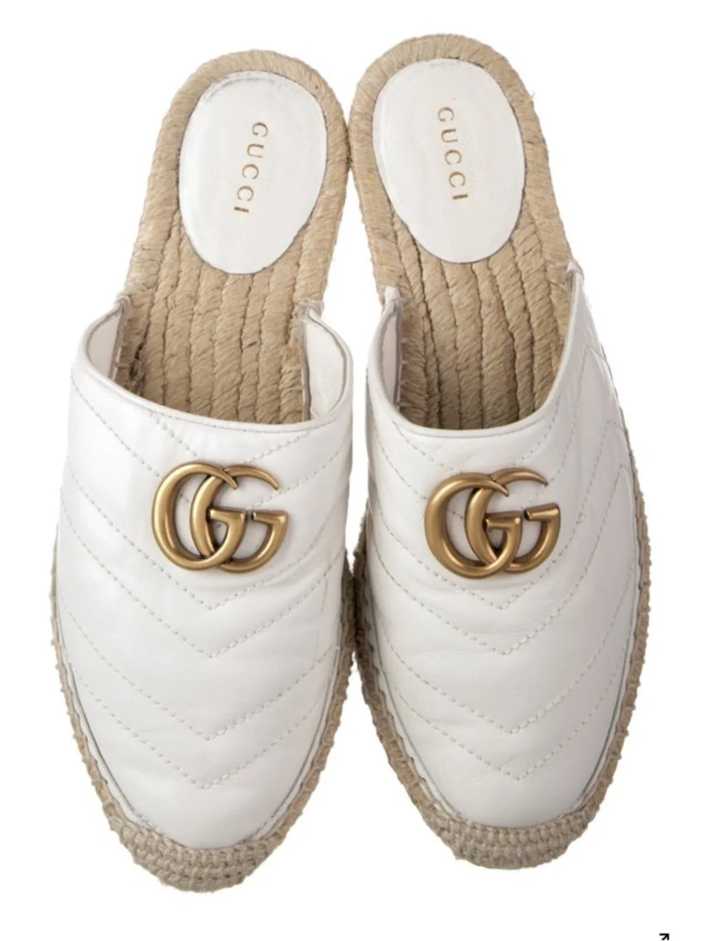 Gucci Marmont espadrille flats black quilted size 6.5 double G GG